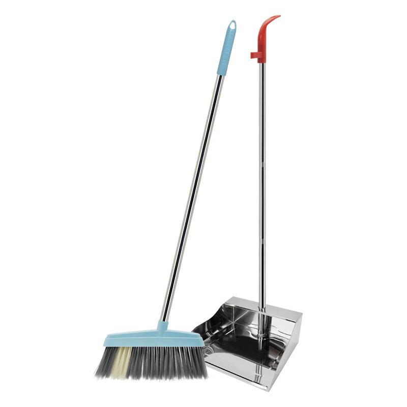 JNL Household Broom and Stainless Steel Dustpan Set
