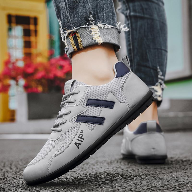Fashion Men's Casual Shoes Lace-up Mesh Sneakers Summer Breathable Comfortable Walking Shoe Fashion Forrest Gump Driving Shoes for Men