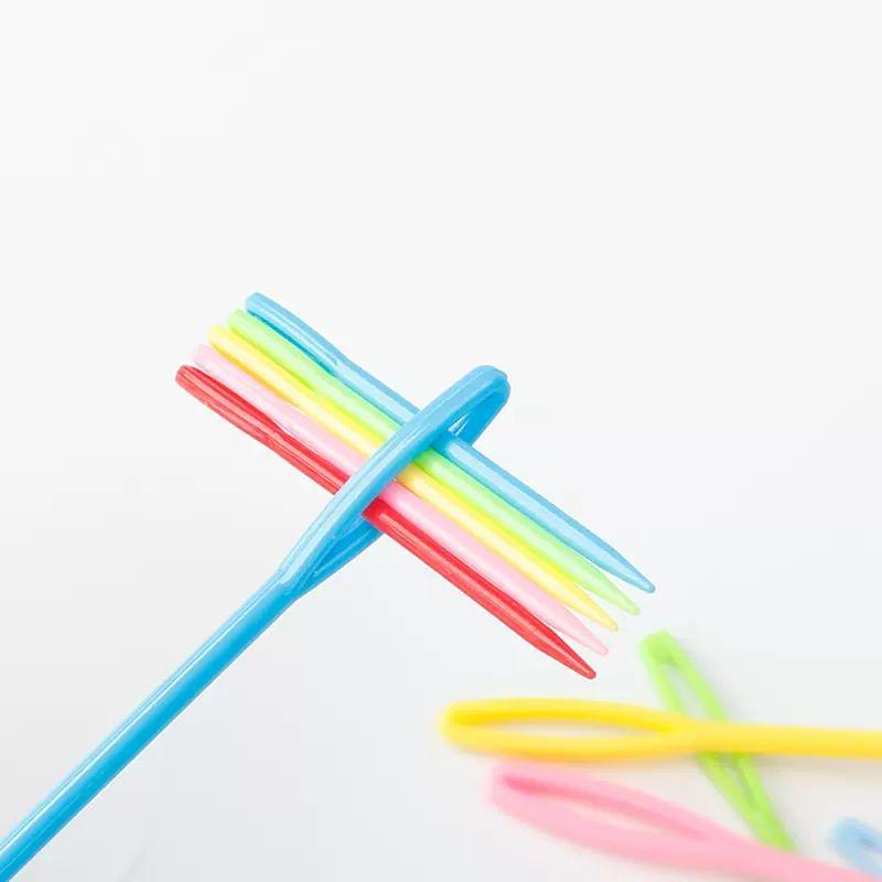 Renkli Örgü Kendin Yap Plastik Büyük Gözlü Dikiş & Yün İğneleri - Güvenli Örgü Aletleri