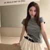 Women's Crew Neck Short Sleeve T-Shirt Slim Fit Sweet Casual Blouse Summer Top