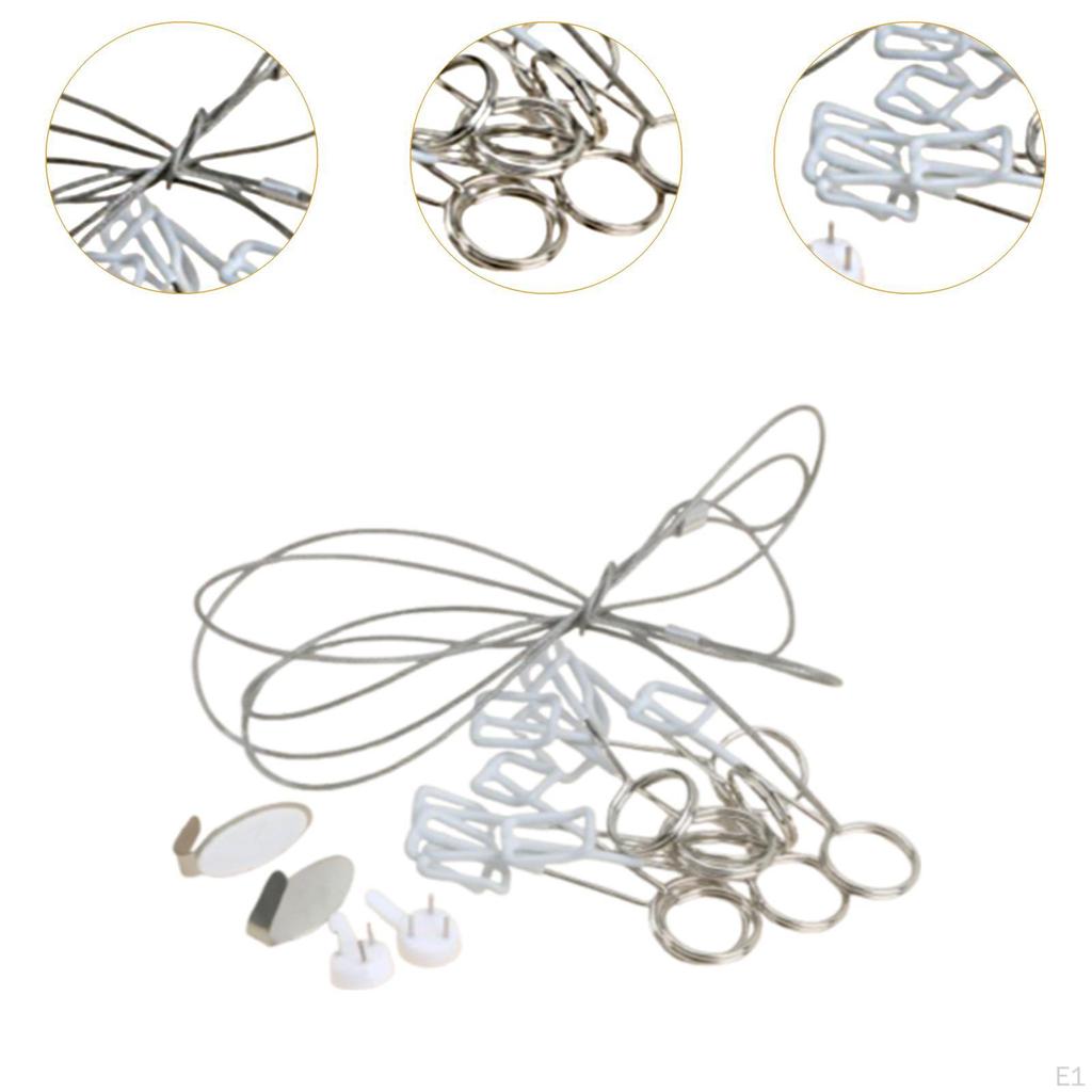 Wall Hanging Photo Display Wire Rope with 12 Clips Memo Hanger for Aesthetic Paintings Rustic