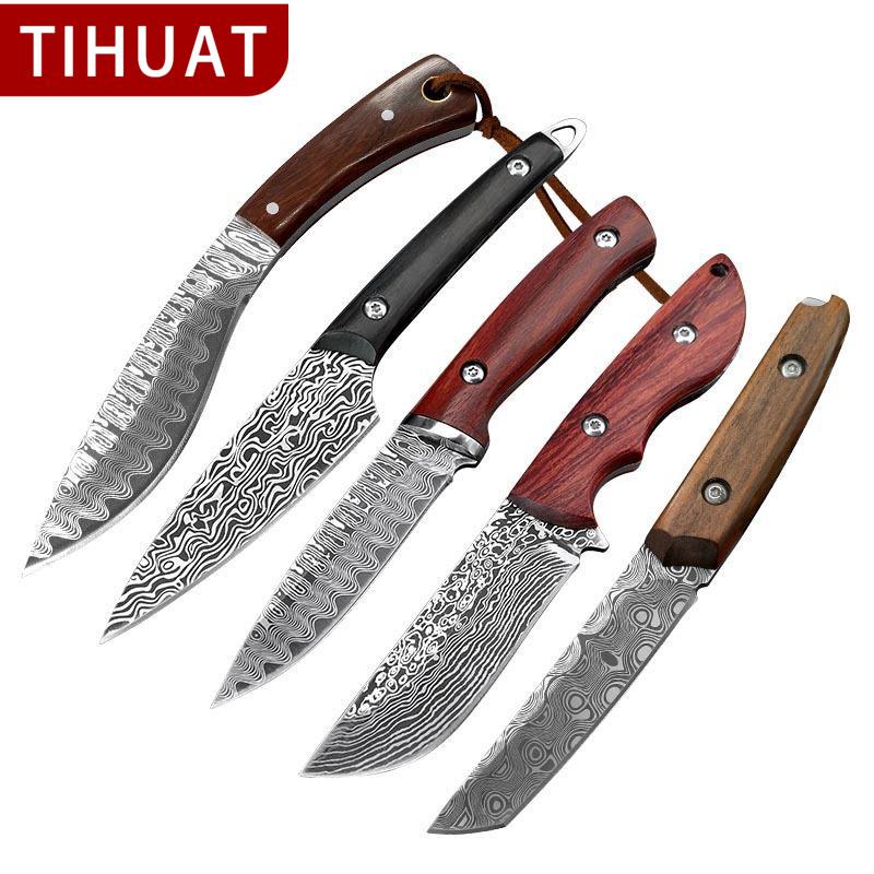 

TIHUAT Дамасский узор Обвалочный нож из нержавеющей стали Кованый кухонный нож для фруктов Нож для мяса Нож для измельчения