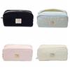 New Solid Color Pen Bag Large Capacity Canvas Pencil Case Gift Cartoon Stationery Bag Students