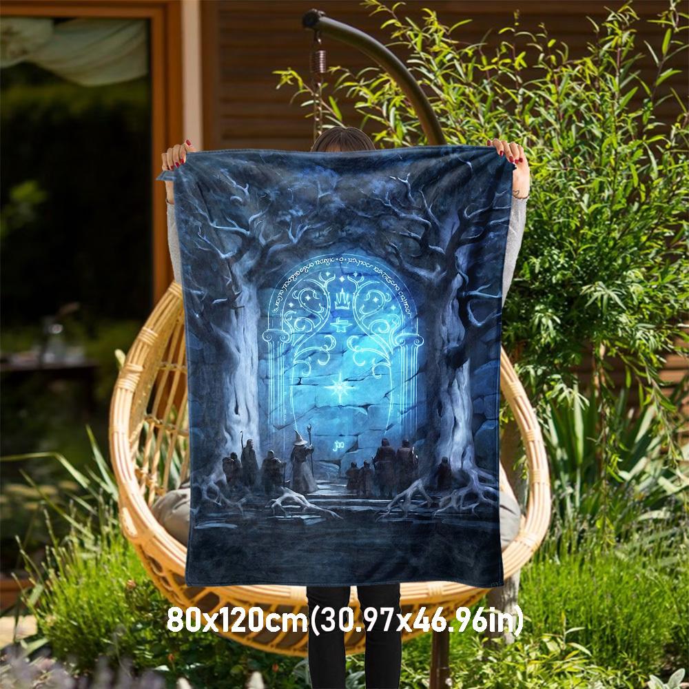 1pc Magic Forest Gate - Throw Blanket, Soft, Flannel Blankets, Living Room, All Seasons Use-1021091