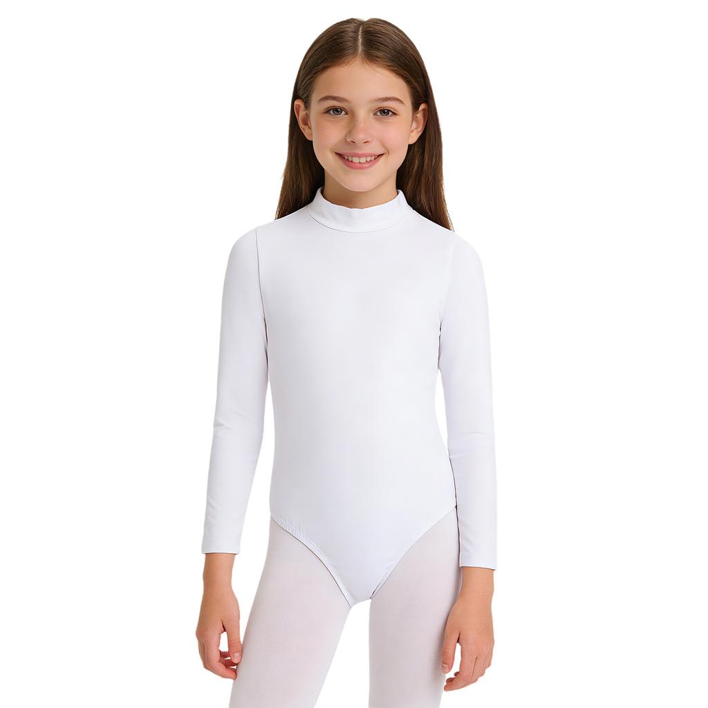 Nude Kinder Mädchen Fleece Langarm Trikot Einfarbig Body Gymnastik Ballett Tanz Training Kostüm