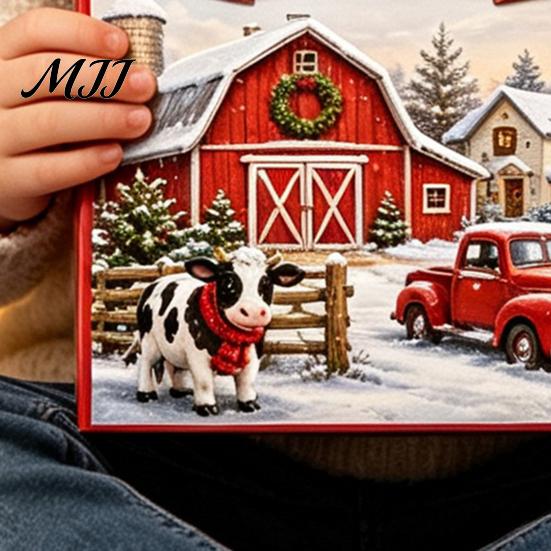 Christmas Countdown Set 2026 Farm Advent Calendar, 24 Day Box with 2D Acrylic Animal Ornaments, Festive Tree Hanging Decor for Holiday Home Decoration