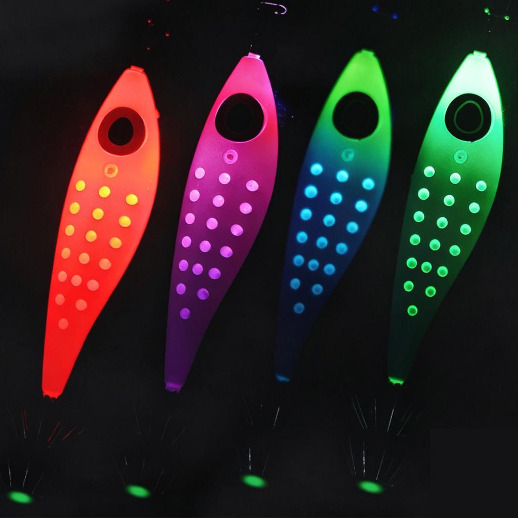 Waterproof LED Double-Layer Luminous Squid Bait Thicken Stainless Steel Squid Jig Hook for Boat/Reef/Night Fishing Accessories