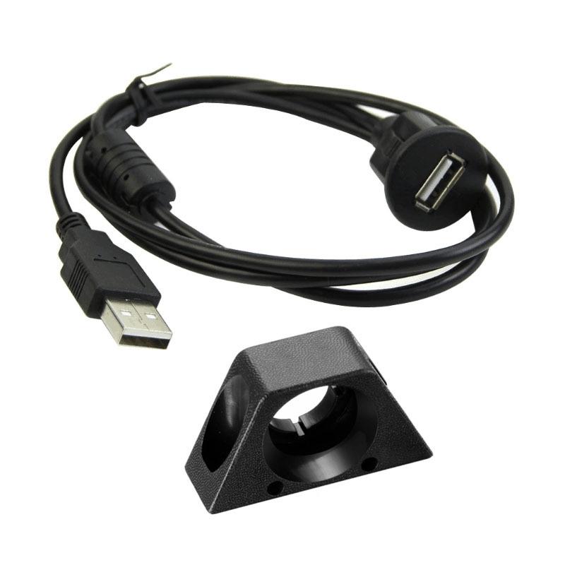 Car Dash Board Flush Mount USB Male To Female Socket Extension Panel Cable
