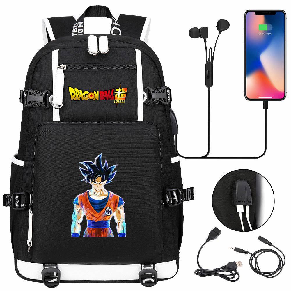 Vegeta Sun Wukong Dragon Ball Ultra USB Headphones Teen Student School Bag Men's and Women's Leisure Travel Backpack