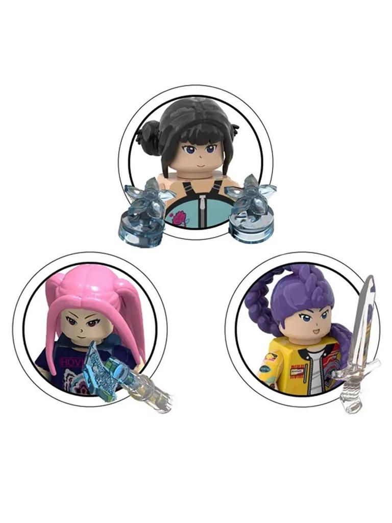 New Hot 8pcs K-POP Demon Hunters Building Blocks cute Mini Action Figure Head Assembly Toy Children's Educational Christmas Gift