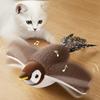 1pc Electric Plush Cat & Dog Toy with Moving Bird, Shaking Tail&Realistic Feathers Interactive Sound-Making Robot-like Stuffed Animal,Washable Pet Toy