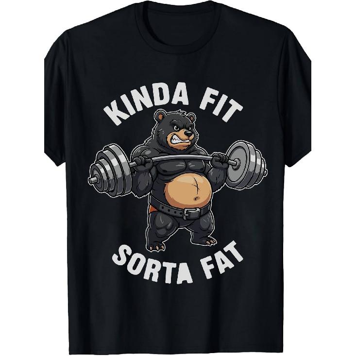 Kinda Fit Sorta Funny Men''S Comfortable And Soft T-Shirts Funny Tshirt Soft Breathable Round Neck Casual Top for Themed Parties & Casual Attire