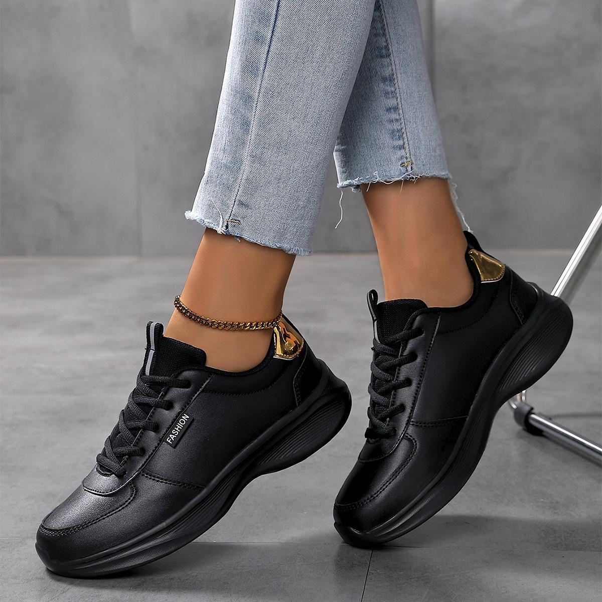 

Большие размеры Весенние женские туфли Нескользящие кожаные туфли Молодежные сетчатые дезодорирующие туфли на плоской подошве Повседневные туфли Ультралегкие одинарные туфли 42 чёрный