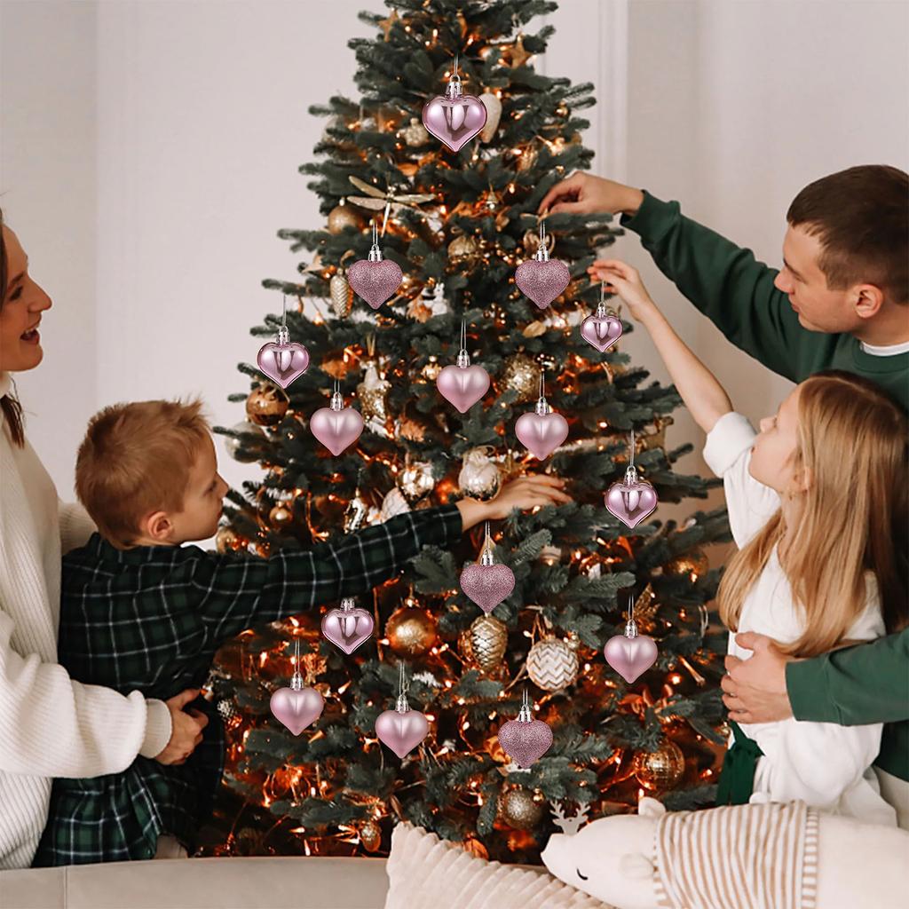 12 ks Srdíčkové ozdoby Více povrchů Srdíčkové baňky Závěsné ozdoby na vánoční stromek Valentýnská dekorace Party dekorace