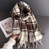 Plaid Atmosphere Autumn And Winter Warm Scarf Women'S Shawl Versatile Commuter Circle Yarn Fringed Imitation Cashmere Scarf