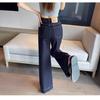 Women's Dark Blue Soft Denim High-Waisted Wide-Leg Jeans – Light Summer Style 2025