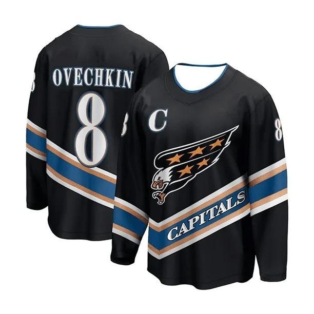 European, American sports v-neck digital printing long-sleeved tide brand letter Ice Hockey jersey