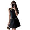 Miu-Style Sleek Socialite Design: Bright Silk Sleeveless A-Line Little Black Dress, Summer Edition