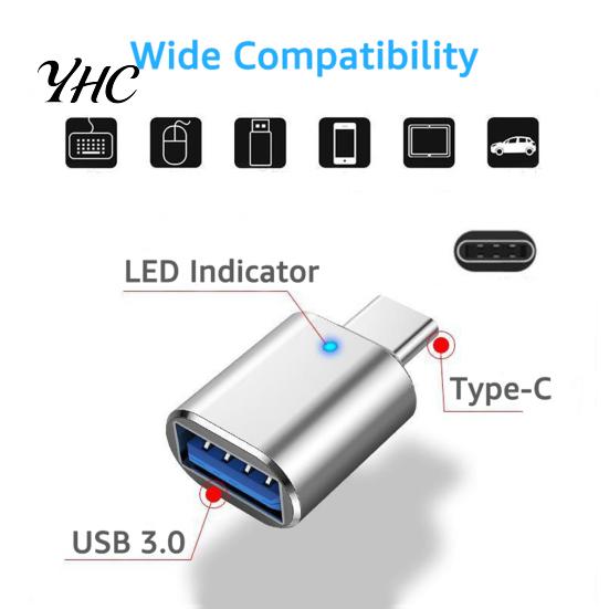 Phone Converter Adapter OTG Multi-purpose High-speed Transmission Type-C To USB Mini Flash Drive Reader with Indicator Light for Smartphone