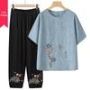 Elderly Women's Fashionable Cotton-Linen Summer Top - Short-Sleeved for Middle-Aged and Older Ladies