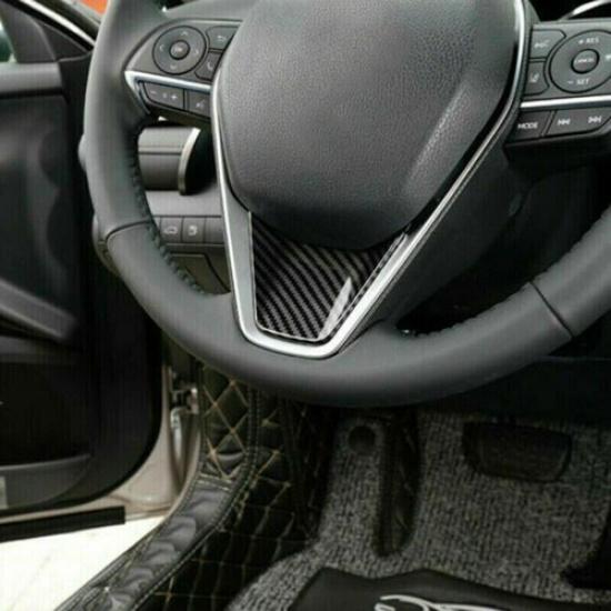 Carbon Fiber Style ABS Steering Wheel Cover Trim Fit For Toyota Camry 2018 -