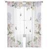 Watercolor Butterfly Flower Plant White Sheer Window Curtain Tulle Curtains for Livingroom Bedroom Hotel Home Decor Voile Drapes