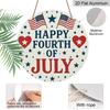 Patriotic Independence Day Metal Aluminum Wall Decor - 2D Flat Print American Flag Design with Stars, Stripes & "Happy 4th of July" Text