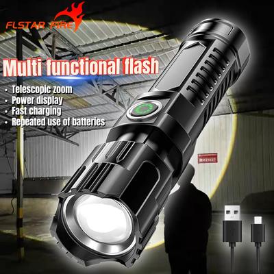 60W Superstarke LED-Taschenlampe Zoom LED-Taschenlampe Eingebauter Akku USB Wiederaufladbare Wasserdichte Lampe Ultrahelle Laterne