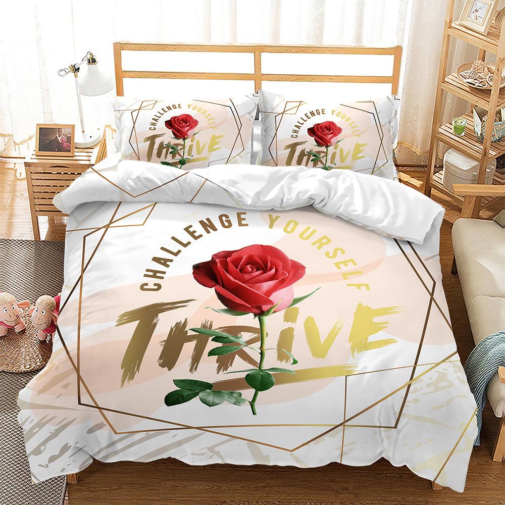 Home Textile Bed Three-Piece Flower Flower Digital Printing Quilt Cover