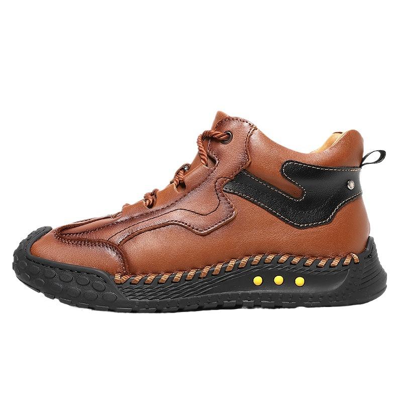 2025 Winter New Platform Men's Martin Boots Fashion Mountaineering Boots Top Leather Casual Warm Short Boots