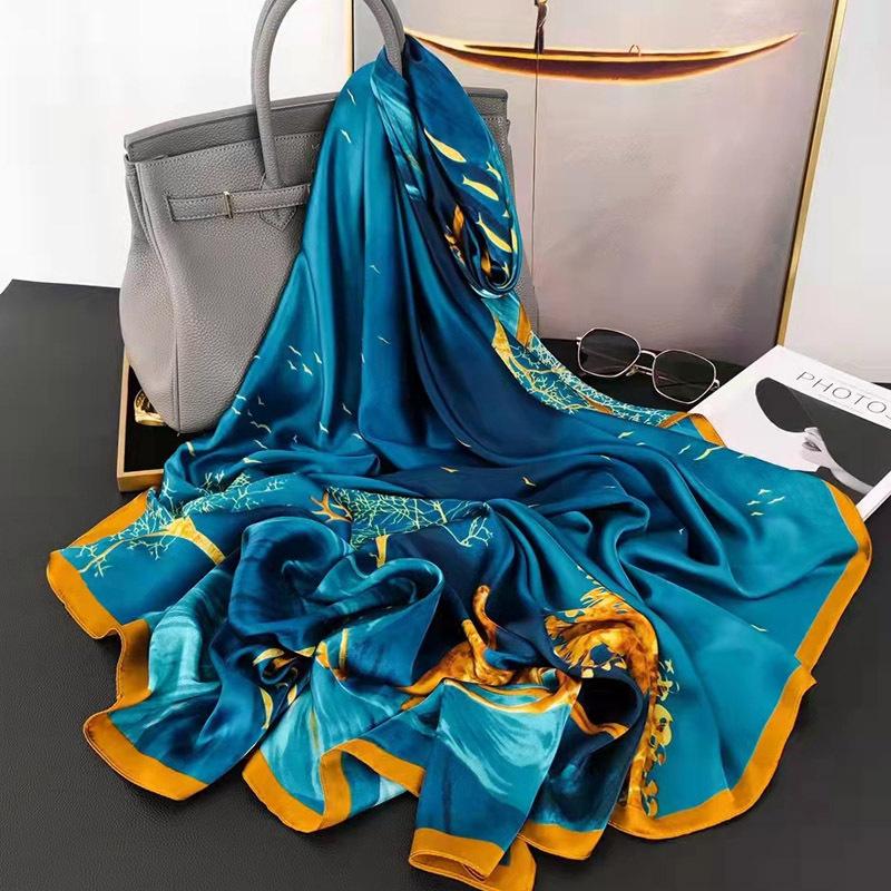 

Весна/лето Новый женский шелковый шарф 90 * 180 см Имитация шелкового твила квадратный шарф Модный принт большой квадратный шарф профессиональный шарф 90*180cm