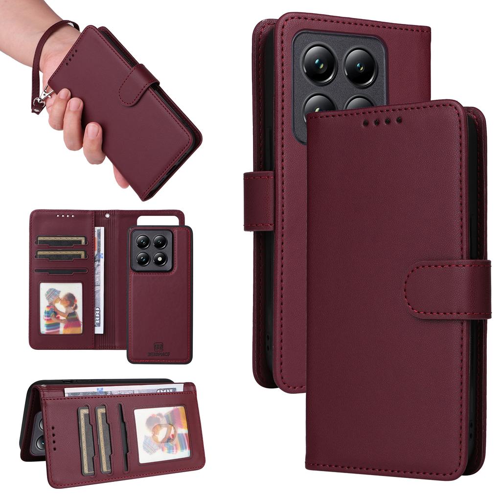For Xiaomi 14T Pro Magnetic Case BETOPNICE Detachable PU Leather Phone Cover with Strap