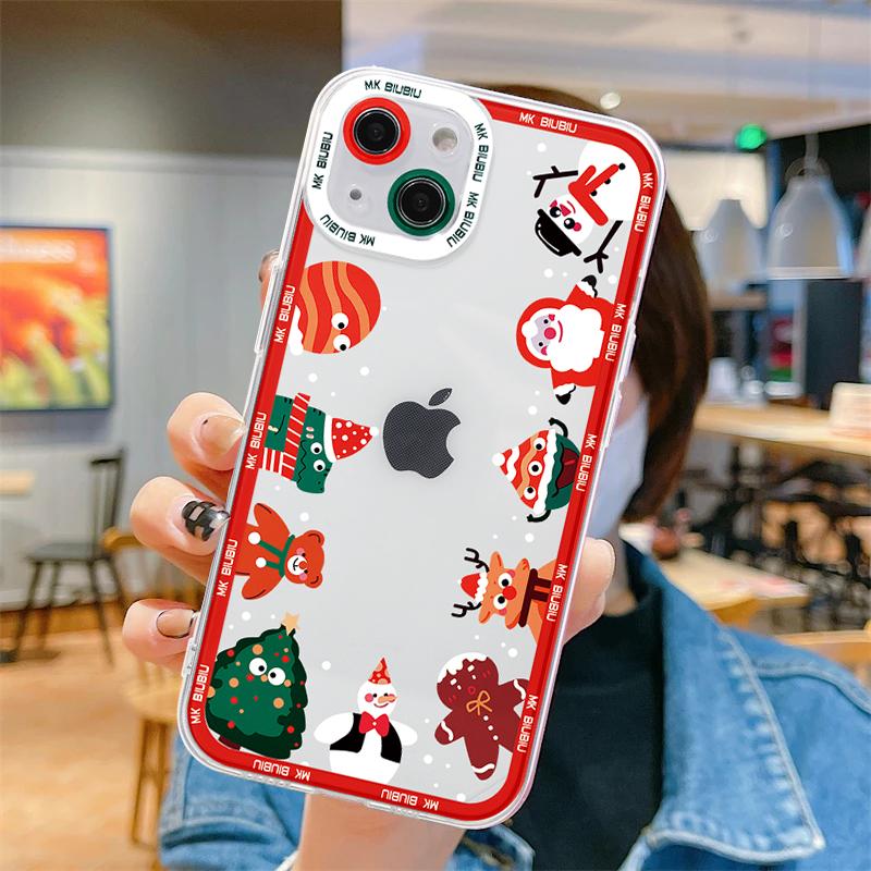 

Lovely Cartoon Christmas Clear Case For Samsung Galaxy A12 A21 S A22 A31 A32 A51 A52 A70 A71 S9 S10 S20 S21 S22 Ultra Soft Coque S22 Ultra 5G