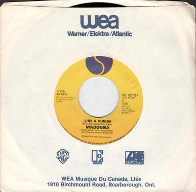 7palcová deska MADONNA  Like A Virgin  Stay 9292107 Sire 1984 Kanada Taneční  Elektronická Použitá