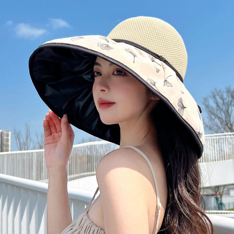 Sun Protection Hat With Butterfly Bow Summer Beach Wide Brim Sun Hat For Women