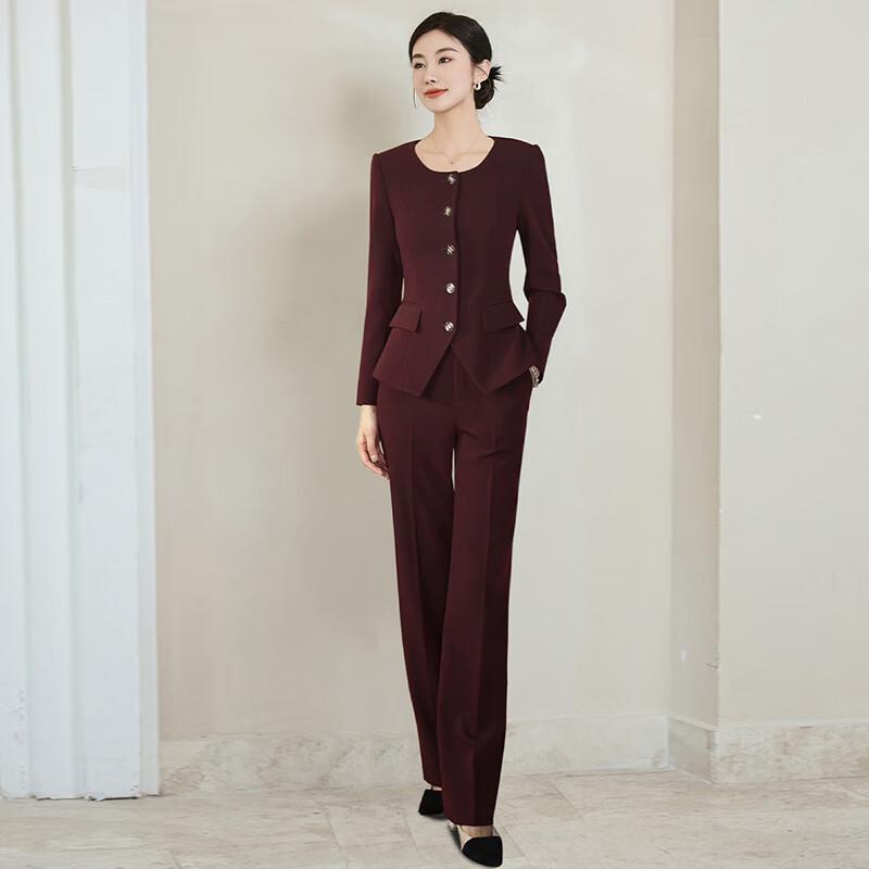Teloroman Women s Wine Red Suit Set XL