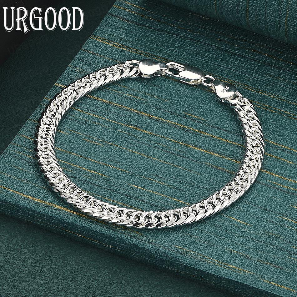 

Stylish Side Chain 925 Sterling Silver Bracelet Gift Jewelry 20CM