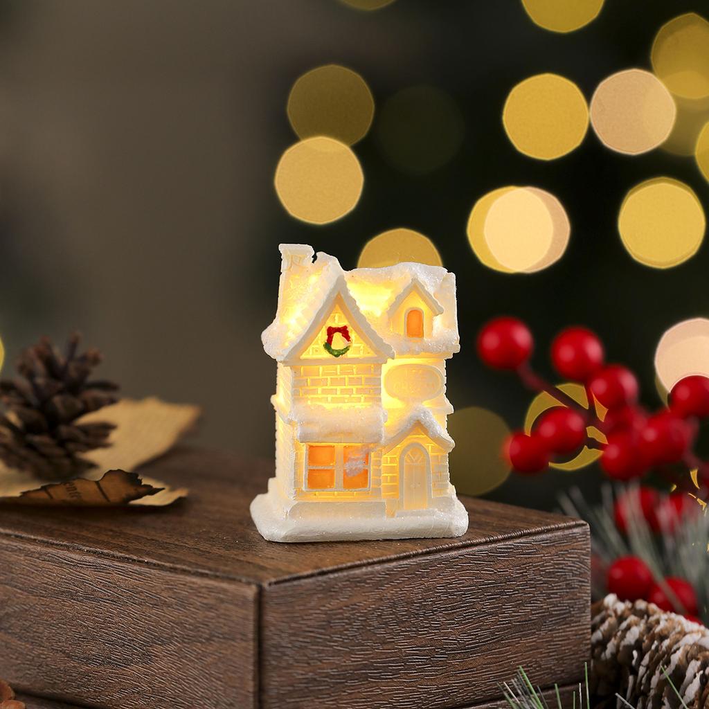 Micro Landscape Ornament Energy-Saving White Resin Small House Festival Party Decor Exquisite Christmas Decoration Gift For Home