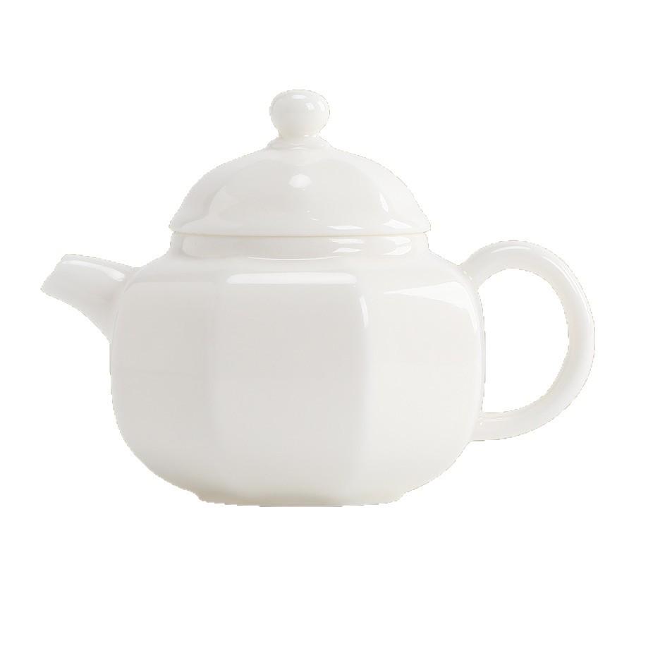 Dehua White Porcelain Teapot with Filter—Single-Serve Kung Fu Tea Set