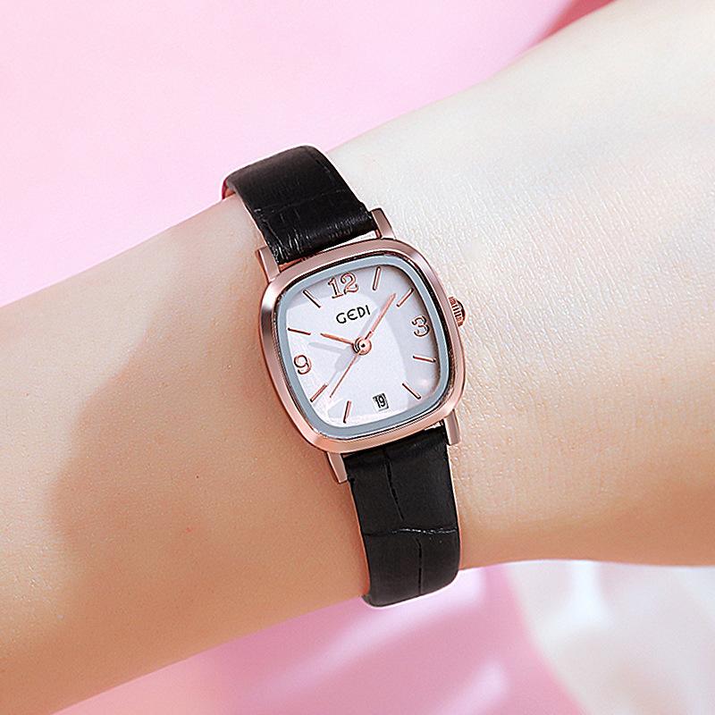 Korean Classic Vintage Square Belt Women'S Fashion Trend Compact Student Calendar Quartz Waterproof Watch