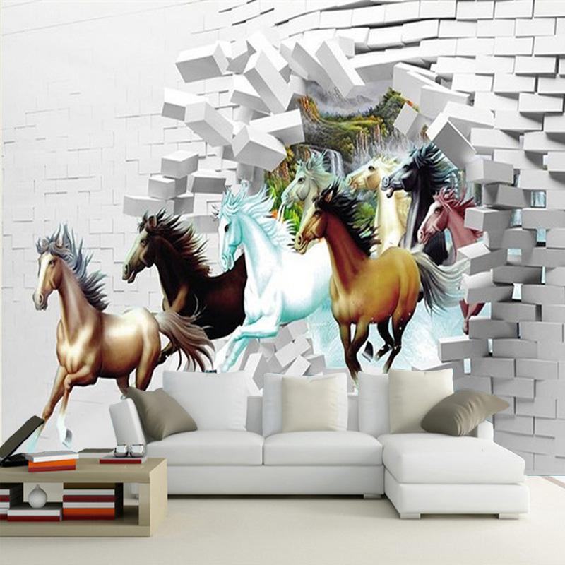 3D Wall Murals Wallpaper Classic Horse Broken Landscape Fresco Living Room TV Sofa Backdrop Mural