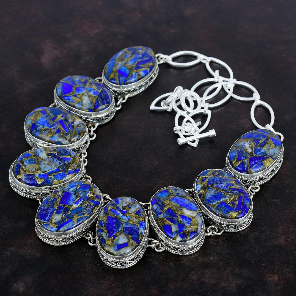 Copper Sodalite Necklace 925 Sterling Silver Necklace Vintage Necklace Gemstone Handmade Jewelry Adjustable Chain Necklace Anniversary Gifts