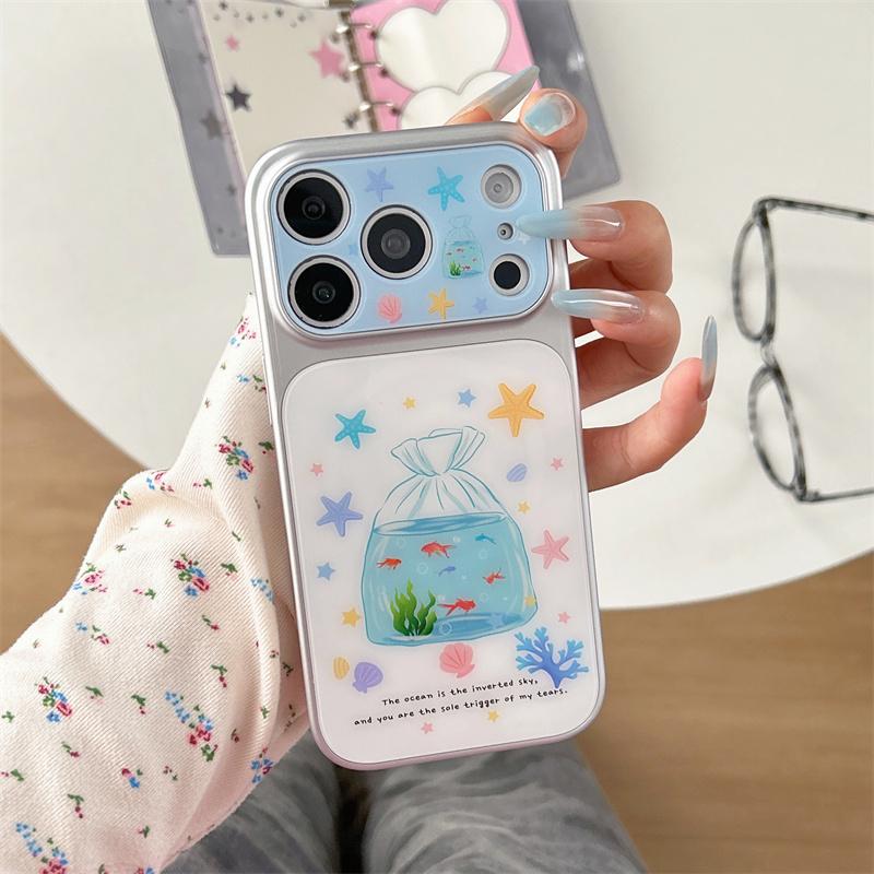 

Kawaii Goldfish Bag Print Phone Case With Matching Goldfish Bag Pop Socket For iPhone 15 16 17 Pro Max INS Ocean Style Magnetic For iPhone 17ProMax