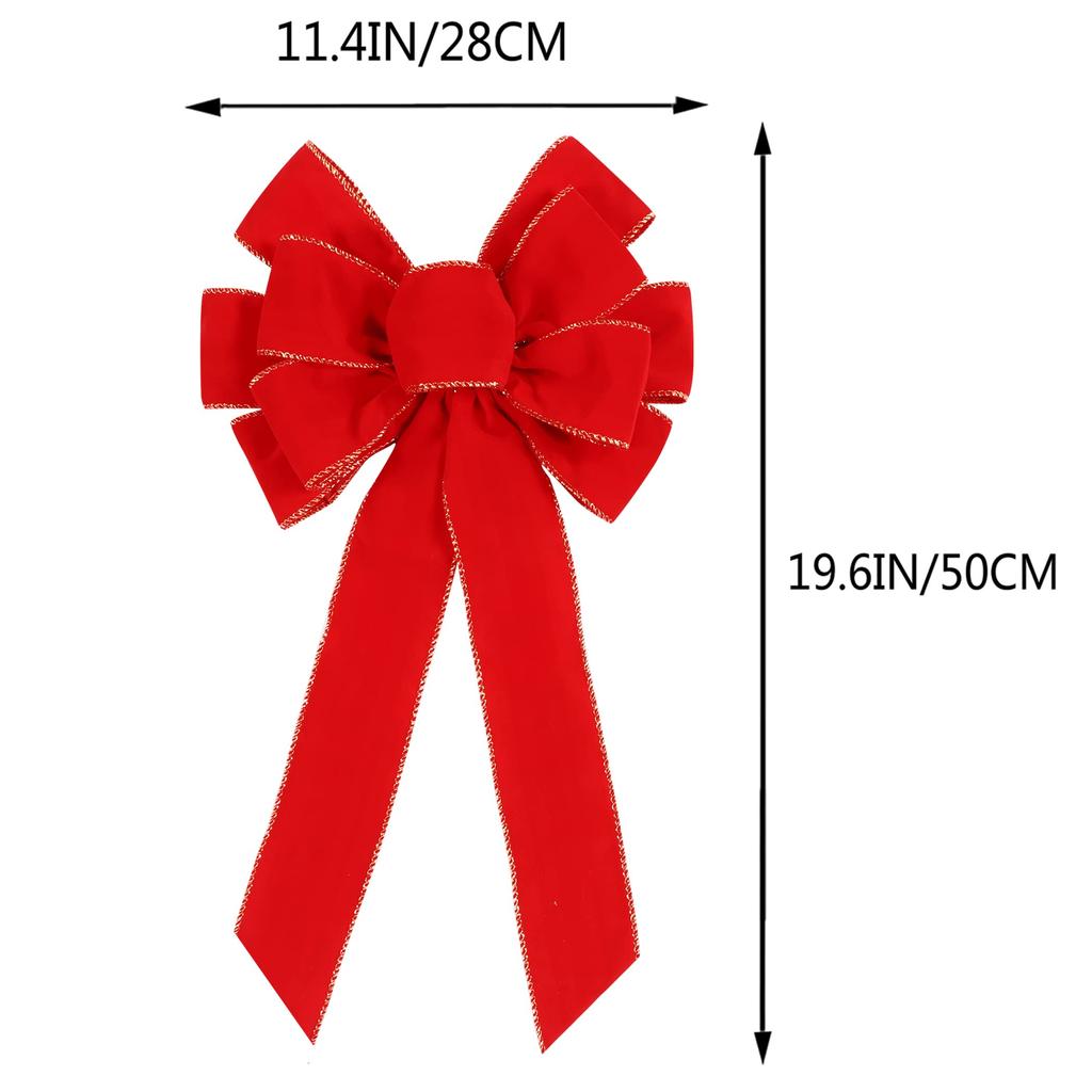 Red Christmas Bows Outdoor Decorations Large Christmas Tree Top Bow Wreath With Glitter Gold Edge For Xmas Home Front Door Decor