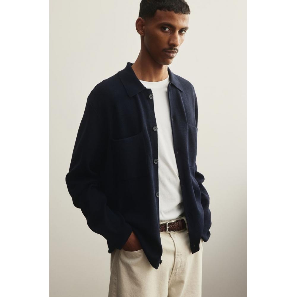

Кардиган тонкой вязки HM Regular Fit Navy Blue XS