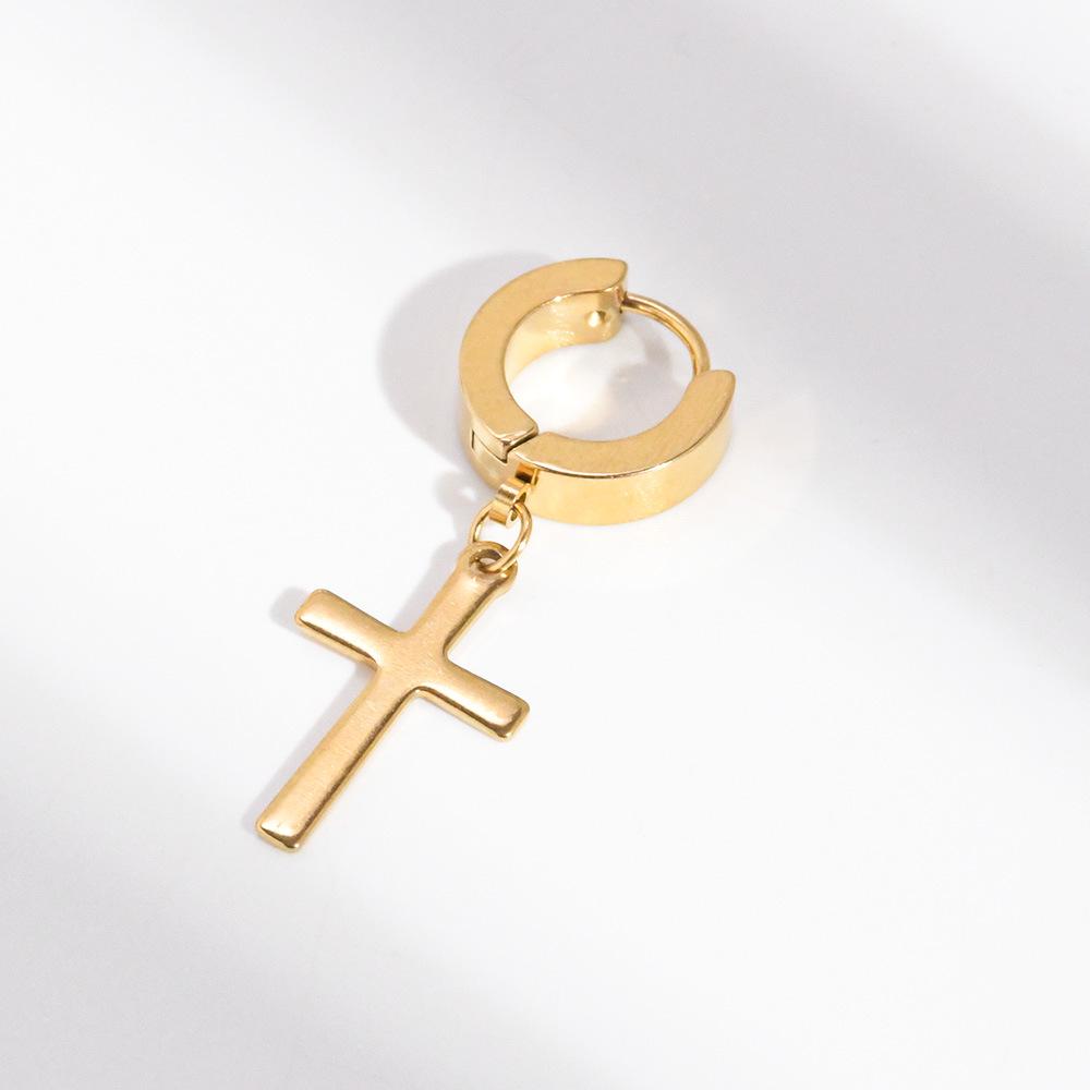 Korean Punk Stainless Steel Cross Ear Cuff: Unisex No-Piercing Hip Hop Style Earrings