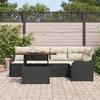 Ensemble de Canapés de Jardin 6 pièces avec Coussins Noir Poly Rotin, Canapé de Jardin 2 Places avec Rangement et Coussins 3358196