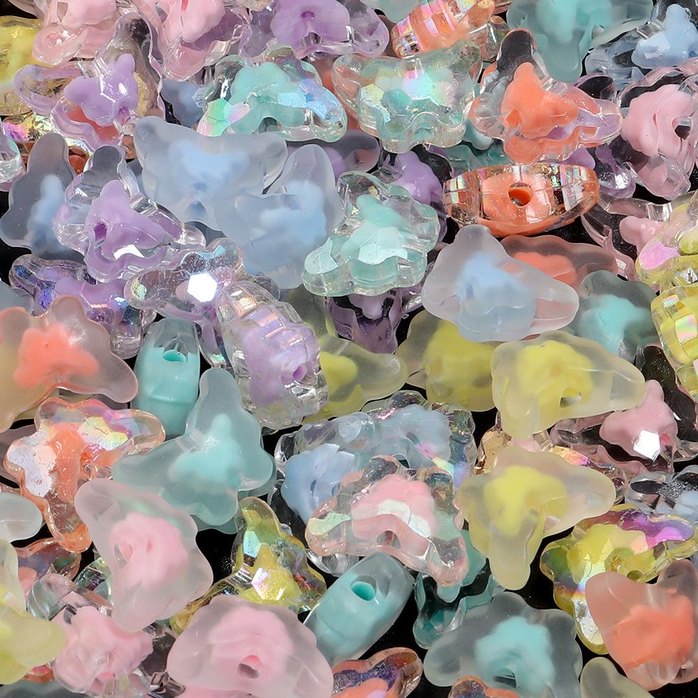 100pcs 12X15mm Butterfly Acrylic Beads Mixed Color Loose Beads For Jewelry Making DIY Bracelets Necklace Phone Chain Accessories