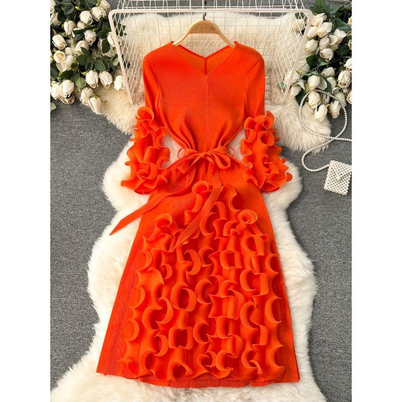 Design Three-Dimensional Ruffles Niche Style Exquisite Dress