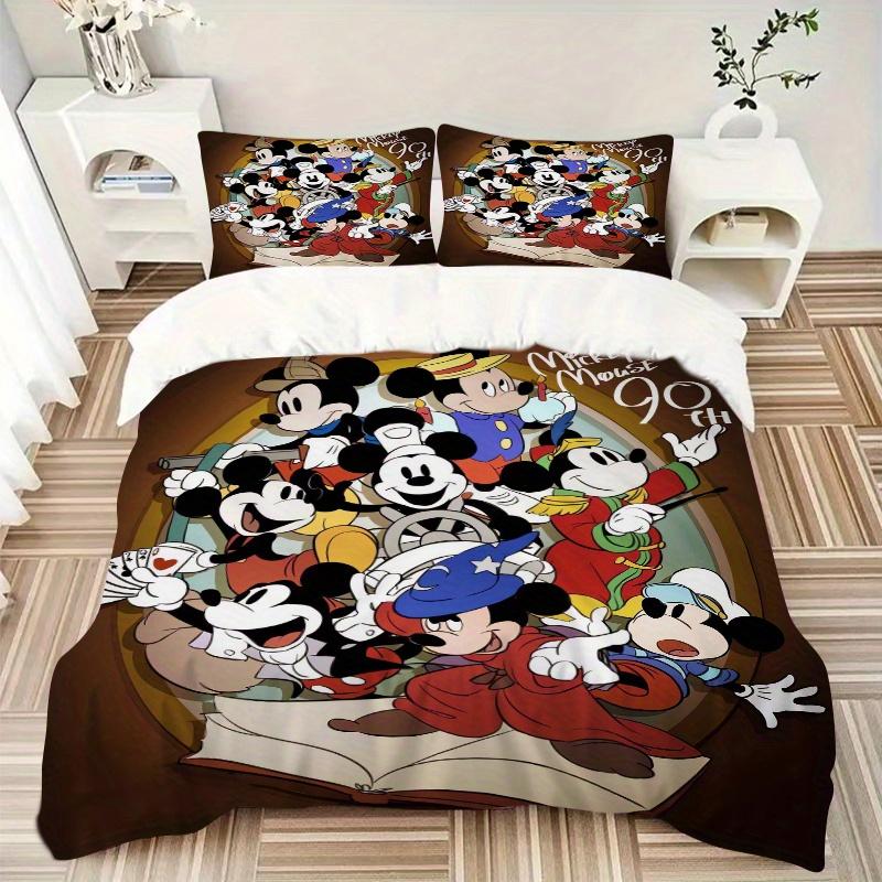 3pcs Mickey Mouse 90th Anniversary Printed Bedding Set, Soft and Comfortable Quilt Cover for Bedroom, Guest Room (1 Duvet Cover + 2 Pillowcases,